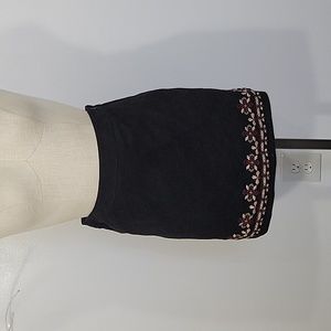 Forever 21 Black Embroidered Faux Suede Mini Skirt SZ M
